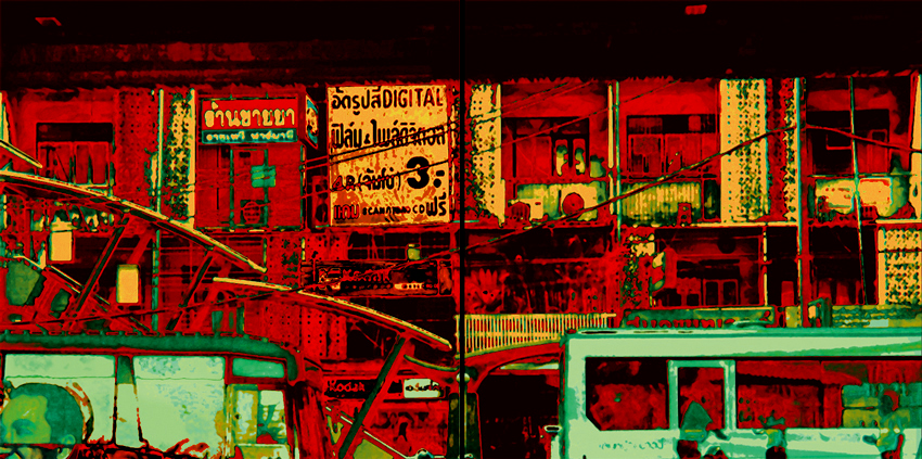 street scene bkk diptychon 120 x 60 cm